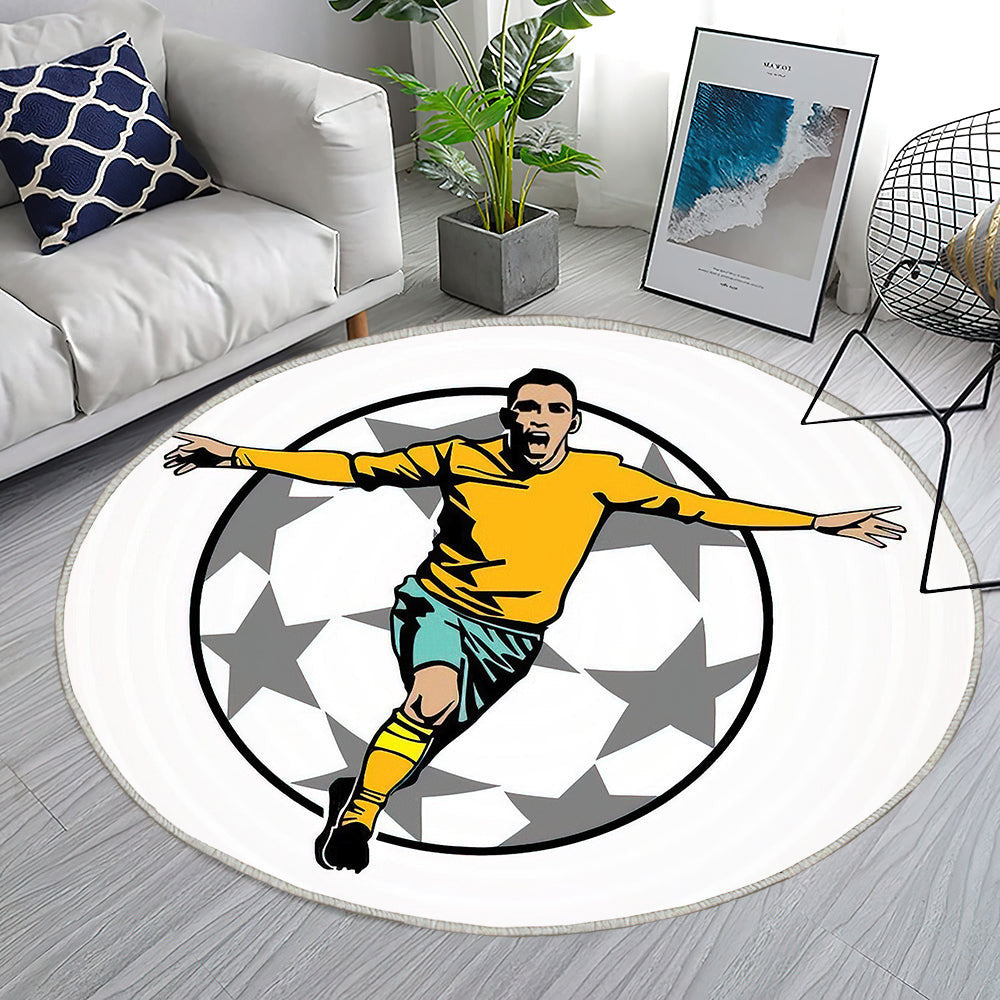 Fußball Sieg Teppich Rund, Teppiche - Outdoor Teppich Rund, Teppich Wohnzimmer, Carpet, Rug