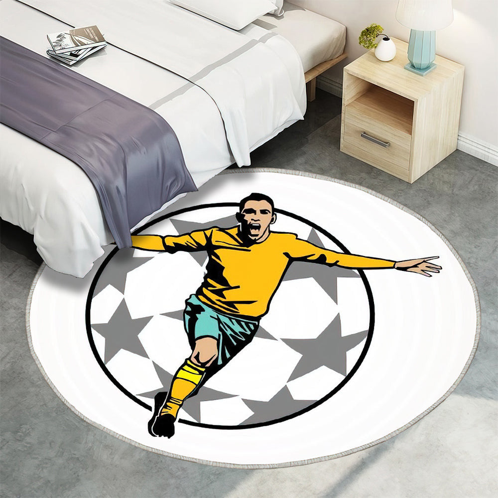 Fußball Sieg Teppich Rund, Teppiche - Outdoor Teppich Rund, Teppich Wohnzimmer, Carpet, Rug