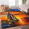 Boot und Sonnenuntergang Teppich, Teppiche - Outdoor Teppich, Teppich Wohnzimmer, Küchenteppich, Kinderzimmer, Modern