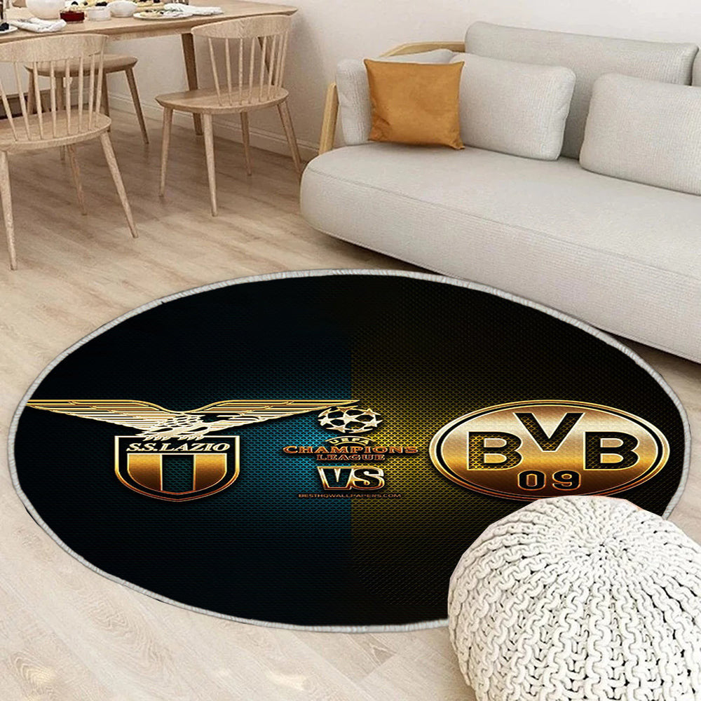 Lazio vs Borussia Dortmund Teppich Rund, Teppiche - Saison 2020 Outdoor Teppich Rund, 2021 Teppich Wohnzimmer, Carpet, Rug
