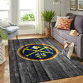 Denver Nuggets NBA Team Logo Graubereich Sport im Holzstil Teppich, Teppiche - Outdoor Teppich, Teppich Wohnzimmer, Küchenteppich, Kinderzimmer, Modern