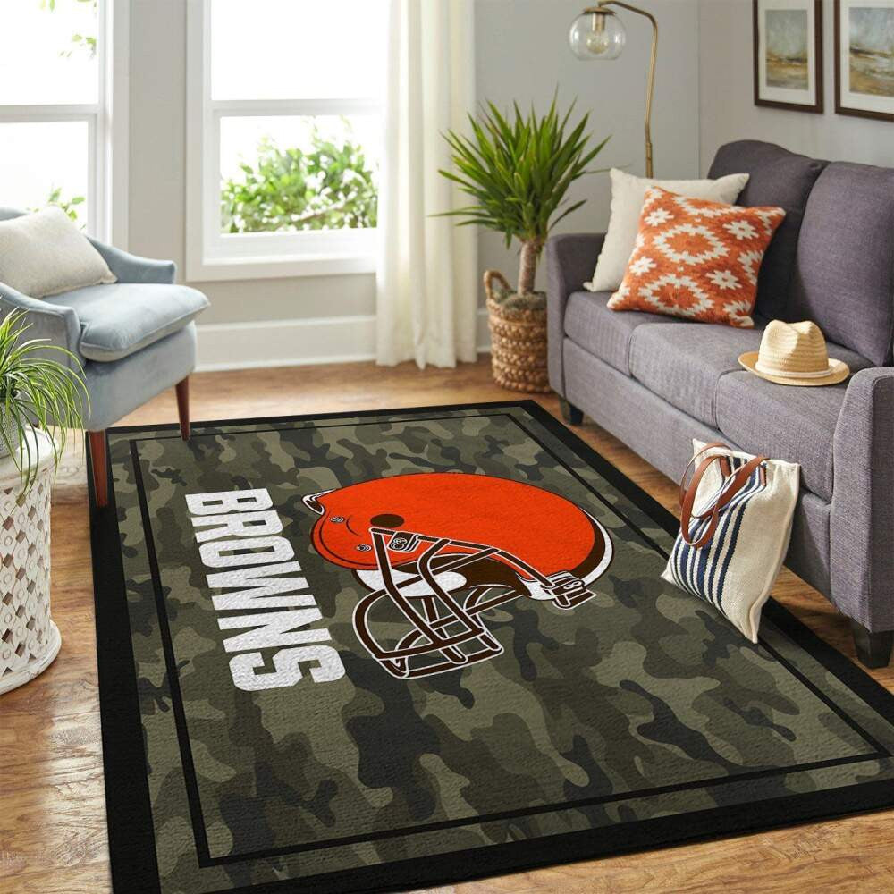 Cleveland Browns Nfl Area Teamlogo im Camo-Stil Teppich, Teppiche - Outdoor Teppich, Teppich Wohnzimmer, Küchenteppich, Kinderzimmer, Modern