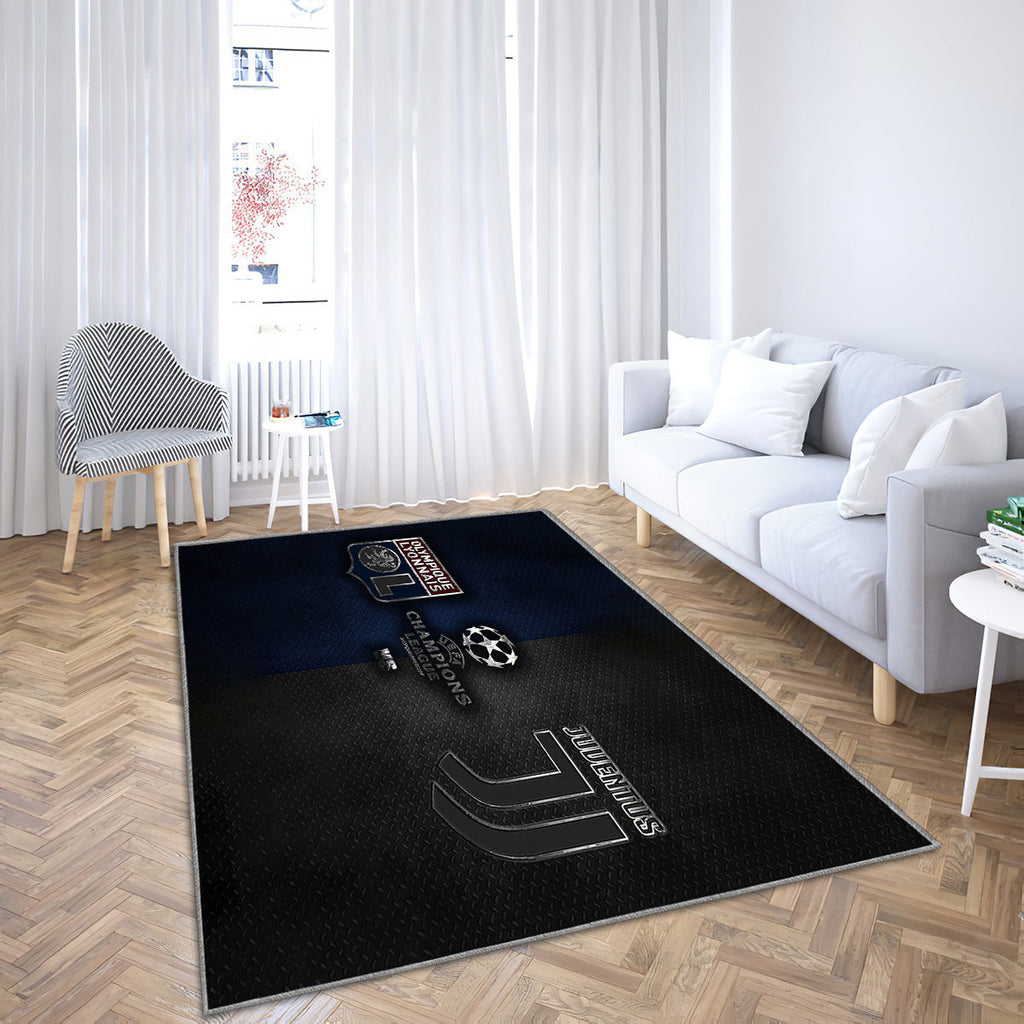 Olympique Lyon gegen Juventus FC Teppich, Teppiche - Outdoor Teppich, Teppich Wohnzimmer, Küchenteppich, Kinderzimmer, Modern