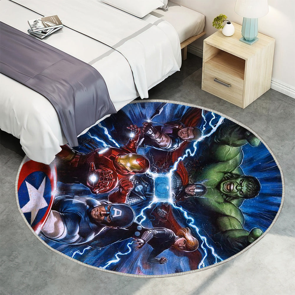 Avengers vereint euch Teppich Rund, Teppiche - Outdoor Teppich Rund, Teppich Wohnzimmer, Carpet, Rug
