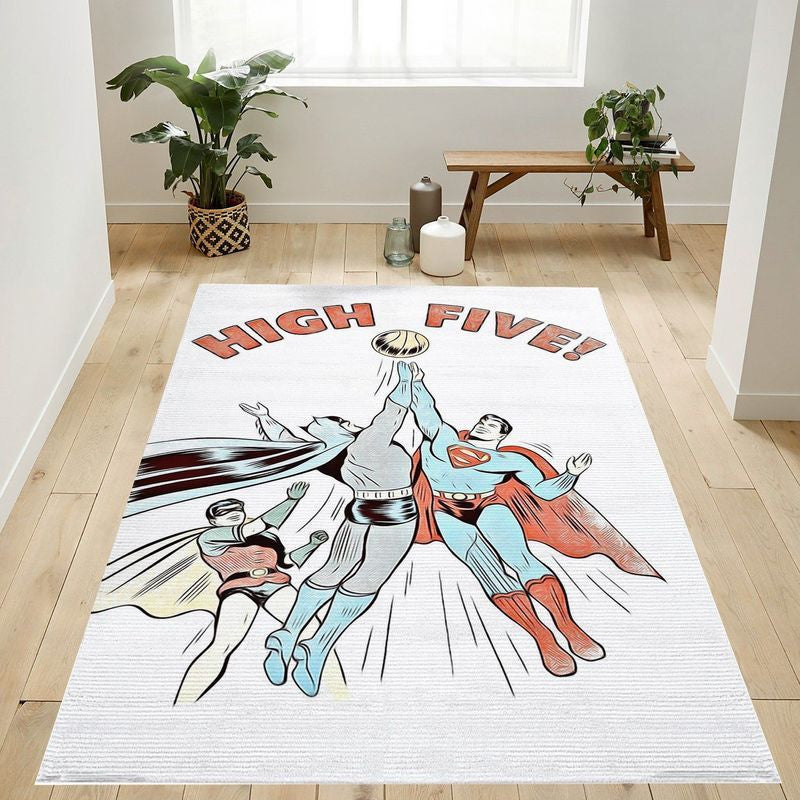 DC Comics Batman Robin Superman High Five Teppich, Teppiche - Outdoor Teppich, Teppich Wohnzimmer, Küchenteppich, Kinderzimmer, Modern