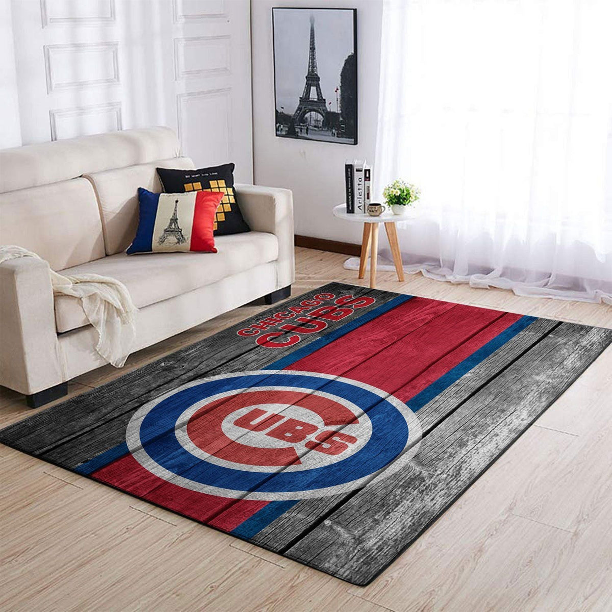 Chicago Cubs Mlb Team Logo Bereich Sport im Holzstil Teppich, Teppiche - Outdoor Teppich, Teppich Wohnzimmer, Küchenteppich, Kinderzimmer, Modern