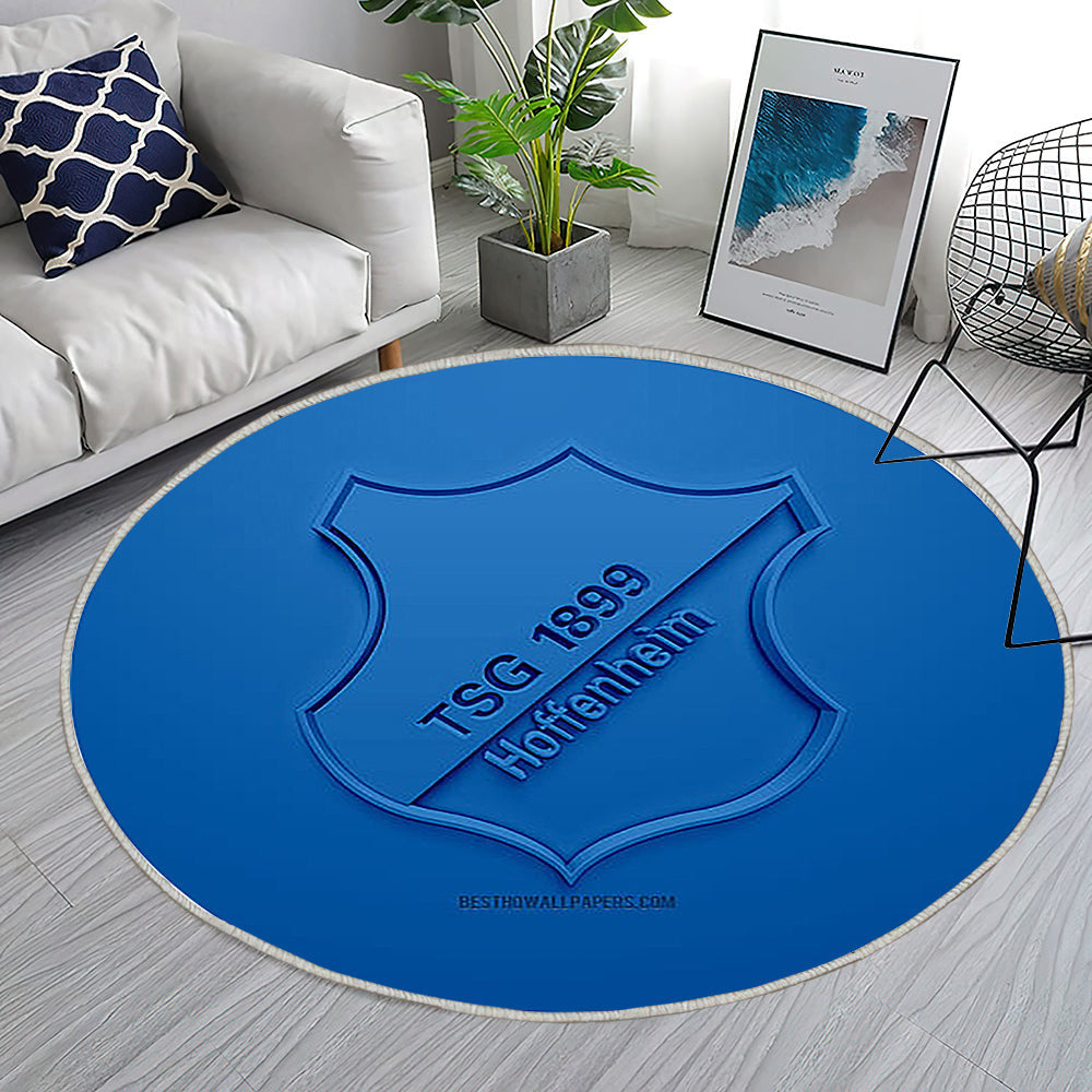 Tsg 1899 Hoffenheim Teppich Rund, Teppiche - Outdoor Teppich Rund, Blau Teppich Wohnzimmer, Carpet, Rug