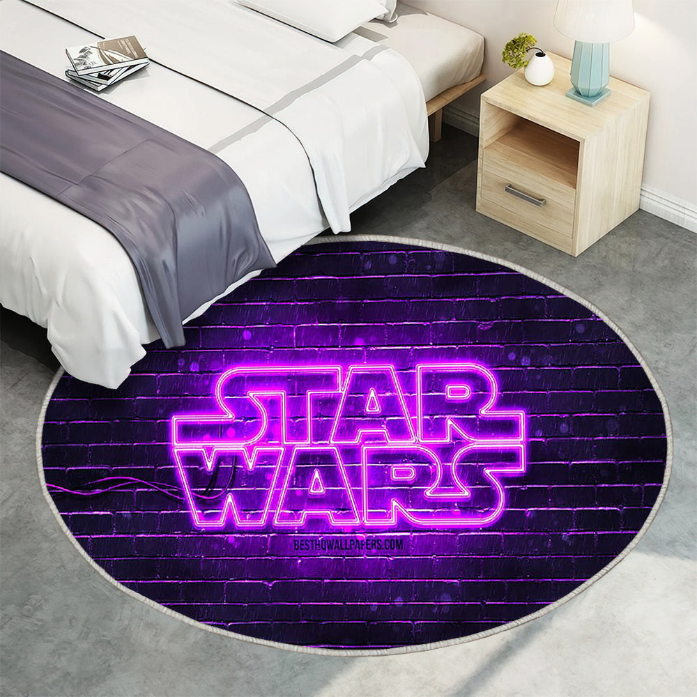Star Wars violettes Logo violette Brickwall Teppich Rund, Teppiche - Outdoor Teppich Rund, Teppich Wohnzimmer, Carpet, Rug