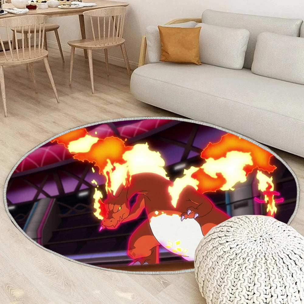Pokémon Glurak Teppich Rund, Teppiche - Outdoor Teppich Rund, Teppich Wohnzimmer, Carpet, Rug