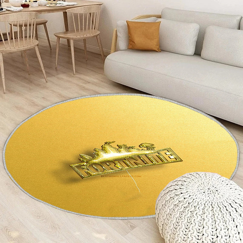 Fortnite 3D Logo Teppich Rund, Teppiche - gelbe realistische Luftballons Fortnite Battle Royale Outdoor Teppich Rund, Teppich Wohnzimmer, Carpet, Rug