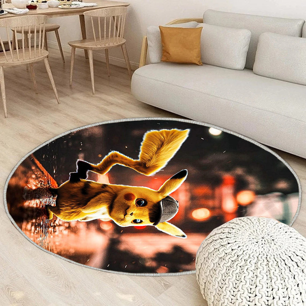 Süßes Pikachu Teppich Rund, Teppiche - Anime Outdoor Teppich Rund, Teppich Wohnzimmer, Carpet, Rug