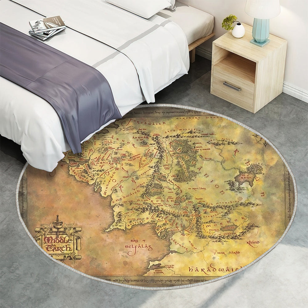 Der Herr der Ringe Karte von The Teppich Rund, Teppiche - Outdoor Teppich Rund, Teppich Wohnzimmer, Carpet, Rug