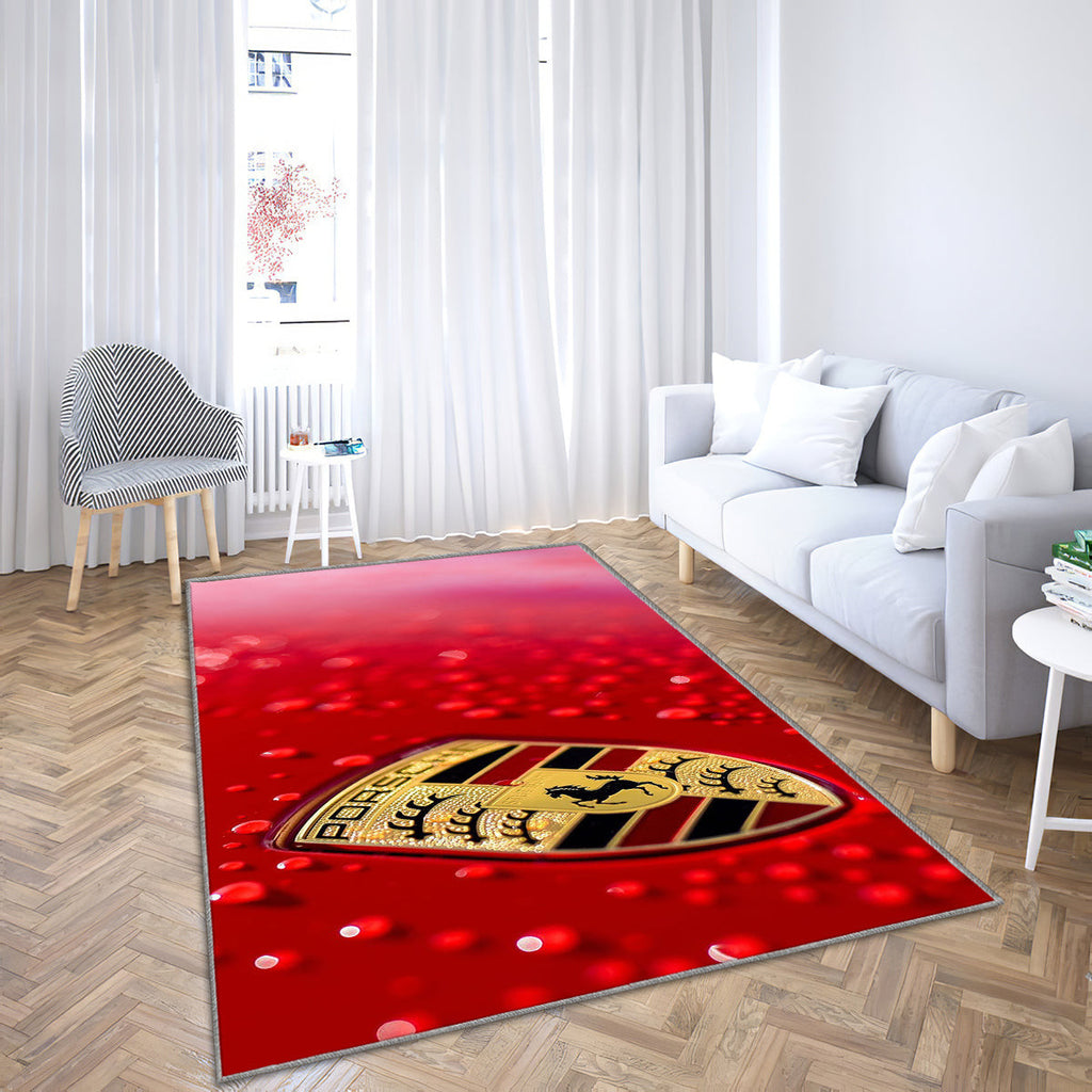 Porsche rotes Logo Teppich, Teppiche - Outdoor Teppich, Teppich Wohnzimmer, Küchenteppich, Kinderzimmer, Modern