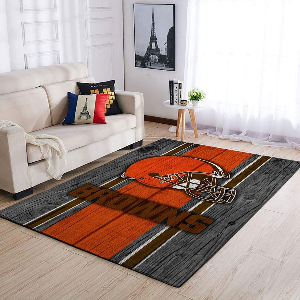 Cleveland Browns Nfl Area Football Team Logo im Holzstil Teppich, Teppiche - Outdoor Teppich, Teppich Wohnzimmer, Küchenteppich, Kinderzimmer, Modern