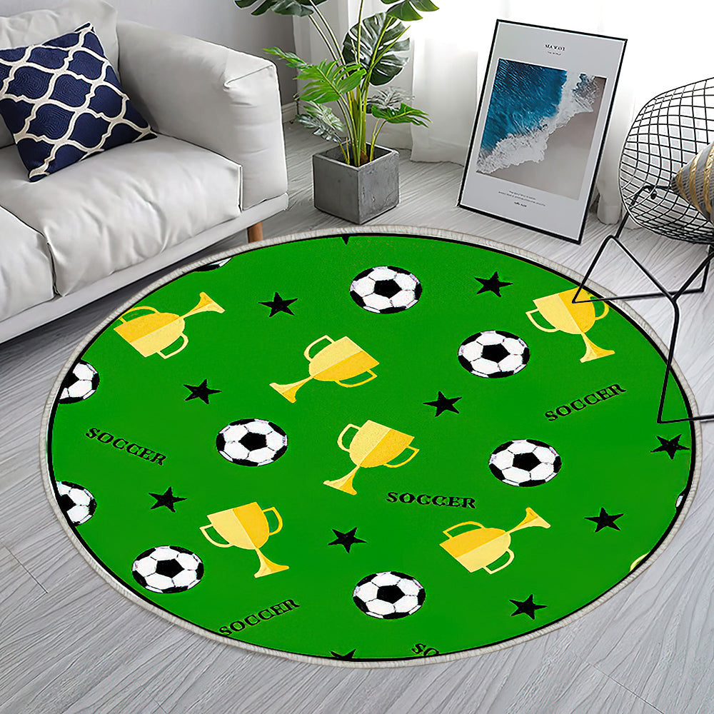 Seamless, Muster, Mit, Fußball, Und, Winner Teppich Rund, Teppiche - Outdoor Teppich Rund, Teppich Wohnzimmer, Carpet, Rug