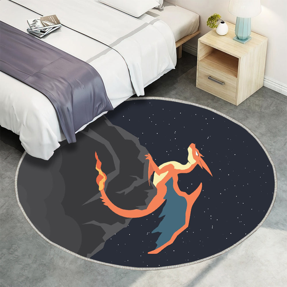Pokémon Teppich Rund, Teppiche - Glurak Outdoor Teppich Rund, Glurak Pokémon Teppich Wohnzimmer, Carpet, Rug