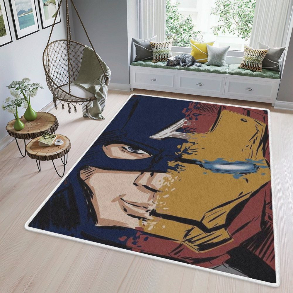 Captain America Iron Man Marvel Comics 123 Weihnachtsgeschenk für Liebhaber Teppich, Teppiche - Outdoor Teppich, Teppich Wohnzimmer, Küchenteppich, Kinderzimmer, Modern