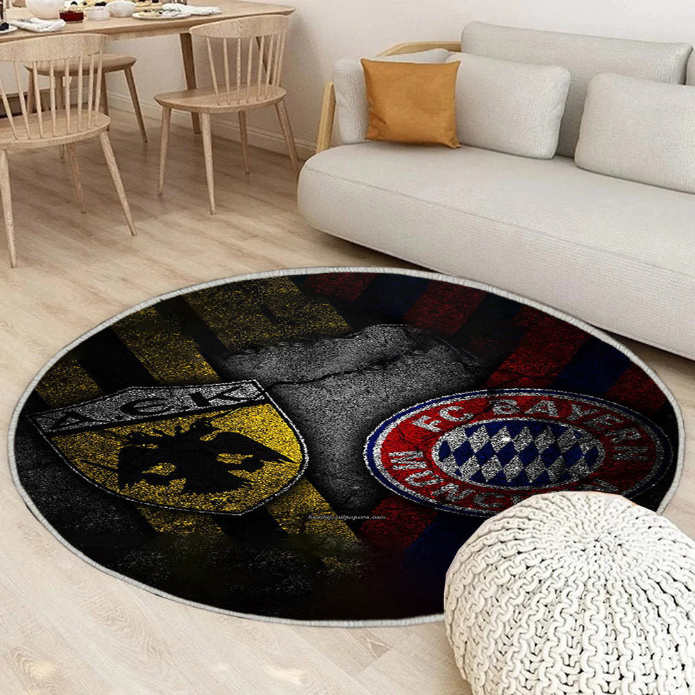 AEK Athen gegen Bayern München Teppich Rund, Teppiche - Outdoor Teppich Rund, Teppich Wohnzimmer, Carpet, Rug