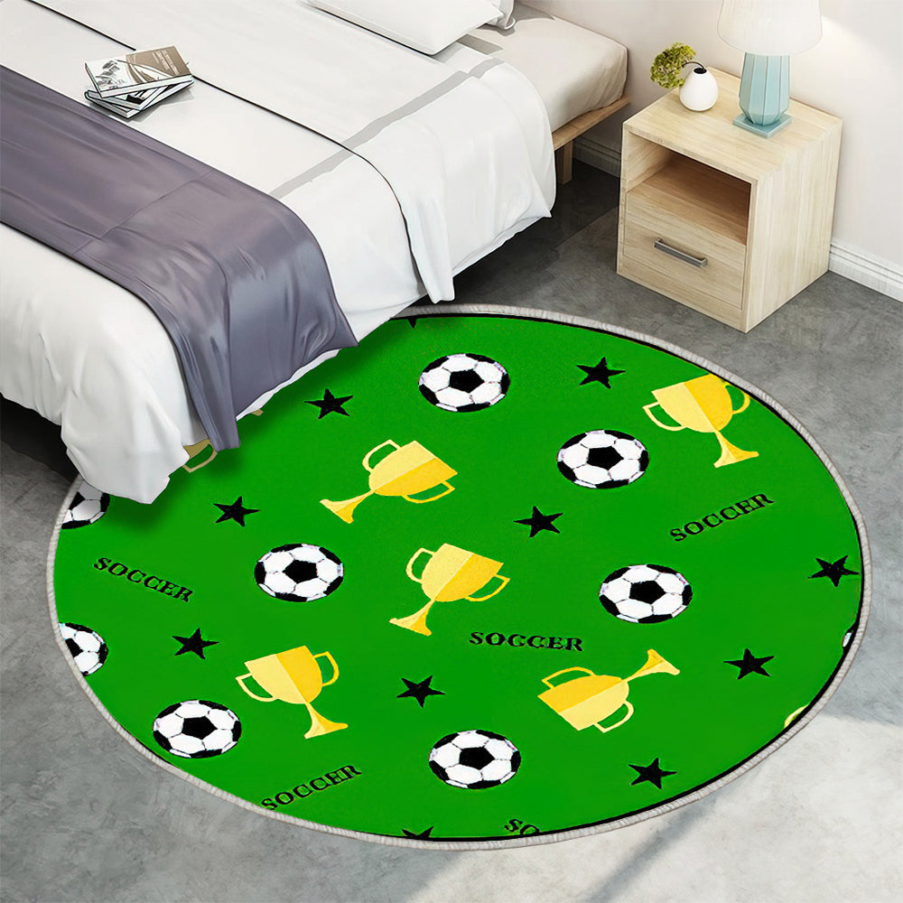 Seamless, Muster, Mit, Fußball, Und, Winner Teppich Rund, Teppiche - Outdoor Teppich Rund, Teppich Wohnzimmer, Carpet, Rug
