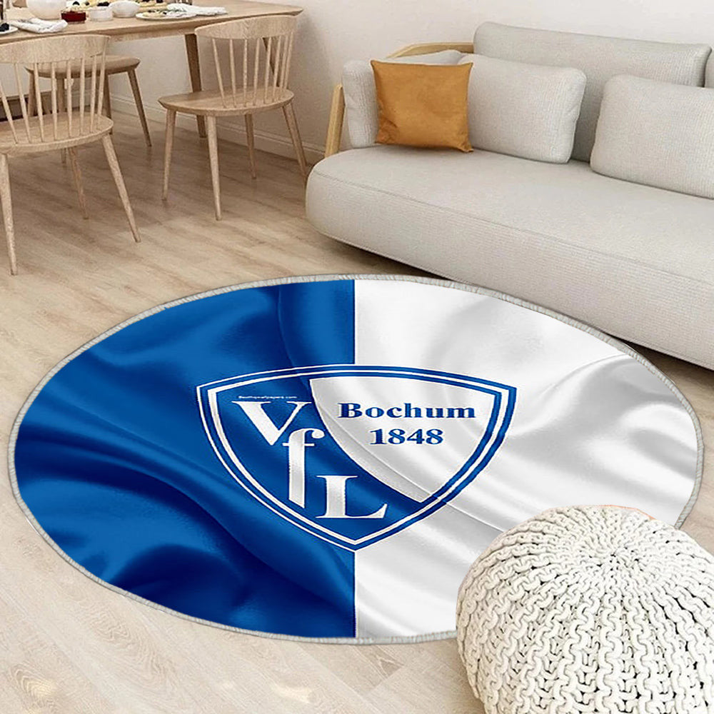 Vfl Bochum 1848 Blau Weiße Seidenfahne Teppich Rund, Teppiche - Deutscher Fußballverein Outdoor Teppich Rund, Teppich Wohnzimmer, Carpet, Rug