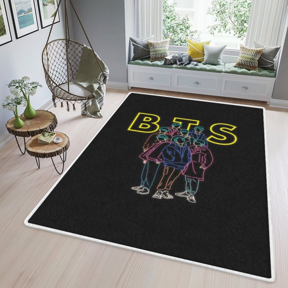 Bts Bt21 Bangtan Army Fan Cartoon Neon Christmasbts Geschenk für Fan Teppich, Teppiche - Outdoor Teppich, Teppich Wohnzimmer, Küchenteppich, Kinderzimmer, Modern