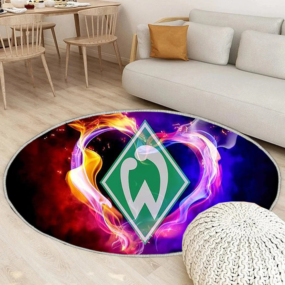 Werder Bremen Hintergrund Teppich Rund, Teppiche - Outdoor Teppich Rund, Teppich Wohnzimmer, Carpet, Rug