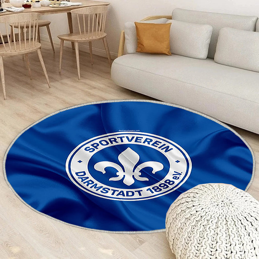 Sv Darmstadt 98 Seidenfahne Teppich Rund, Teppiche - Deutscher Fußballverein Outdoor Teppich Rund, Teppich Wohnzimmer, Carpet, Rug