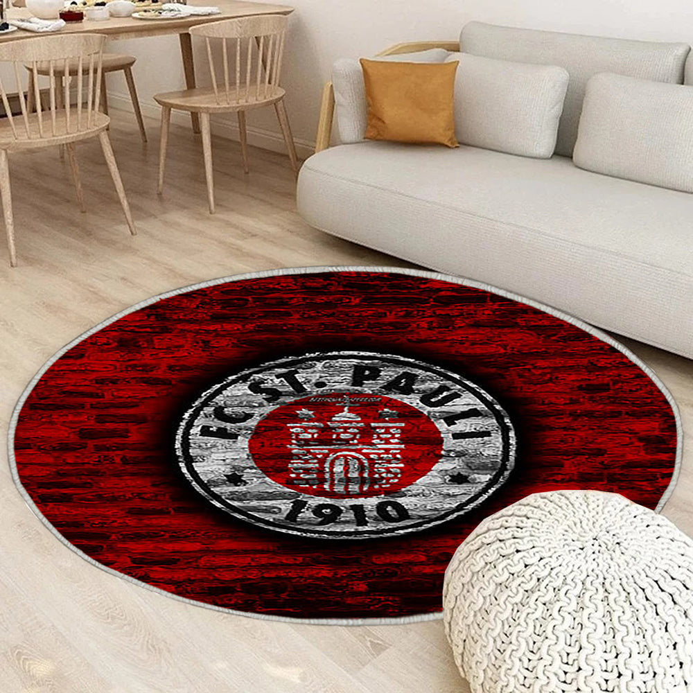 Pauli Fc Teppich Rund, Teppiche - Rote Backsteinmauer Outdoor Teppich Rund, Fußball Teppich Wohnzimmer, Carpet, Rug