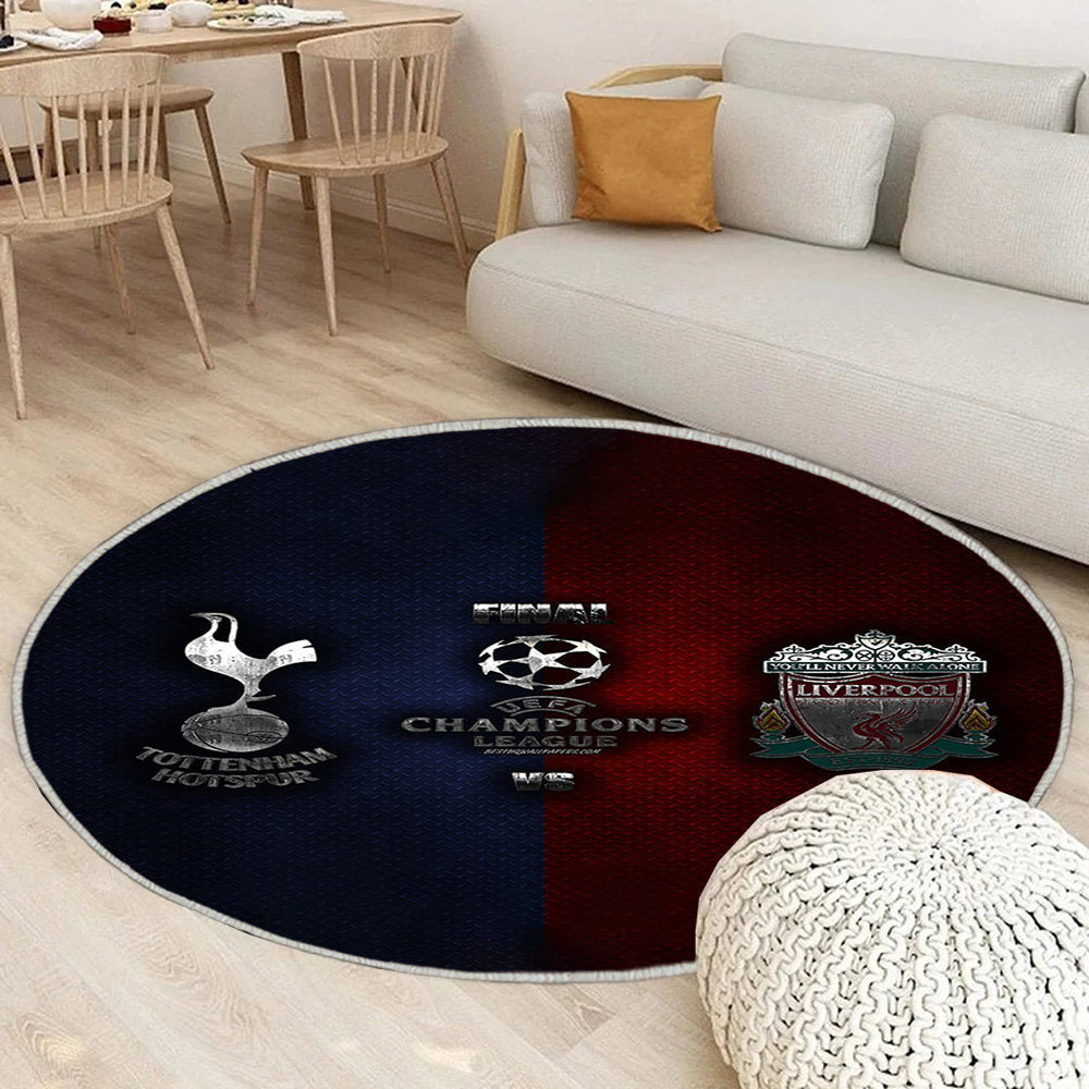 Tottenham Hotspur FC gegen Liverpool FC Teppich Rund, Teppiche - Outdoor Teppich Rund, Teppich Wohnzimmer, Carpet, Rug