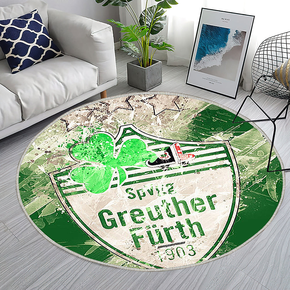 Spvgg Greuther Furth Lackkunst Teppich Rund, Teppiche - Kreativ Outdoor Teppich Rund, Emblem Teppich Wohnzimmer, Carpet, Rug