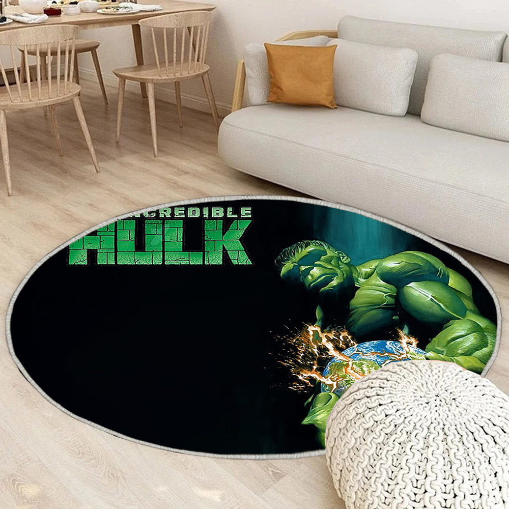 Der unglaubliche Hulk Teppich Rund, Teppiche - Comics Outdoor Teppich Rund, Superhelden Teppich Wohnzimmer, Carpet, Rug