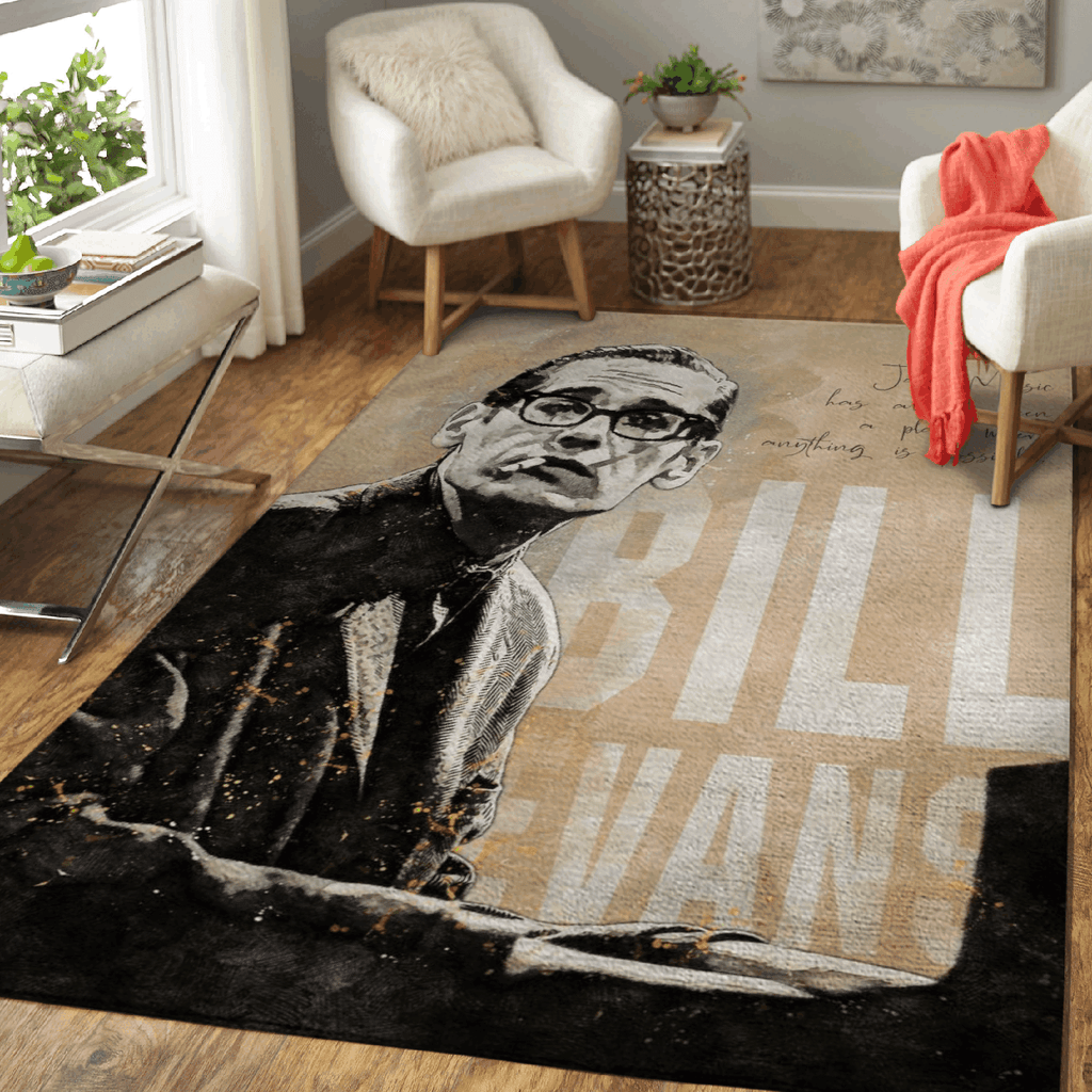 Bill Evans Retro-Jazz-Musik für Fans Teppich, Teppiche - Outdoor Teppich, Teppich Wohnzimmer, Küchenteppich, Kinderzimmer, Modern