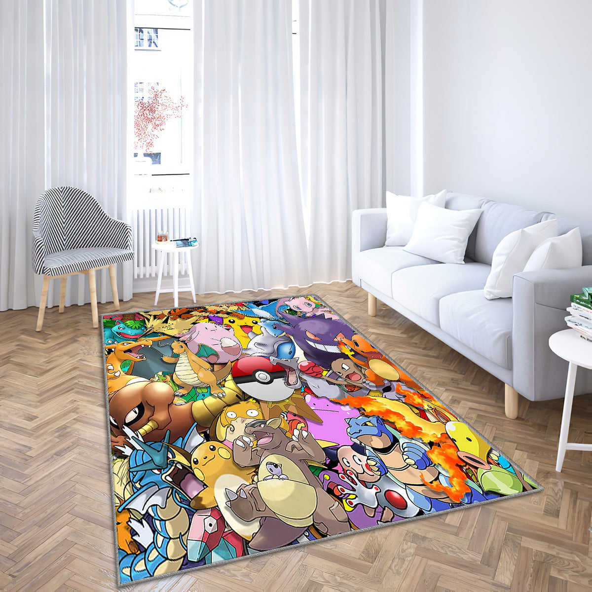 Pokémon Teppich, Teppiche - Pokeball Outdoor Teppich, Pokémon Teppich Wohnzimmer, Küchenteppich, Kinderzimmer, Modern