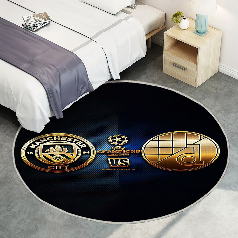 Manchester City gegen Dinamo Zagreb Teppich Rund, Teppiche - Outdoor Teppich Rund, Teppich Wohnzimmer, Carpet, Rug