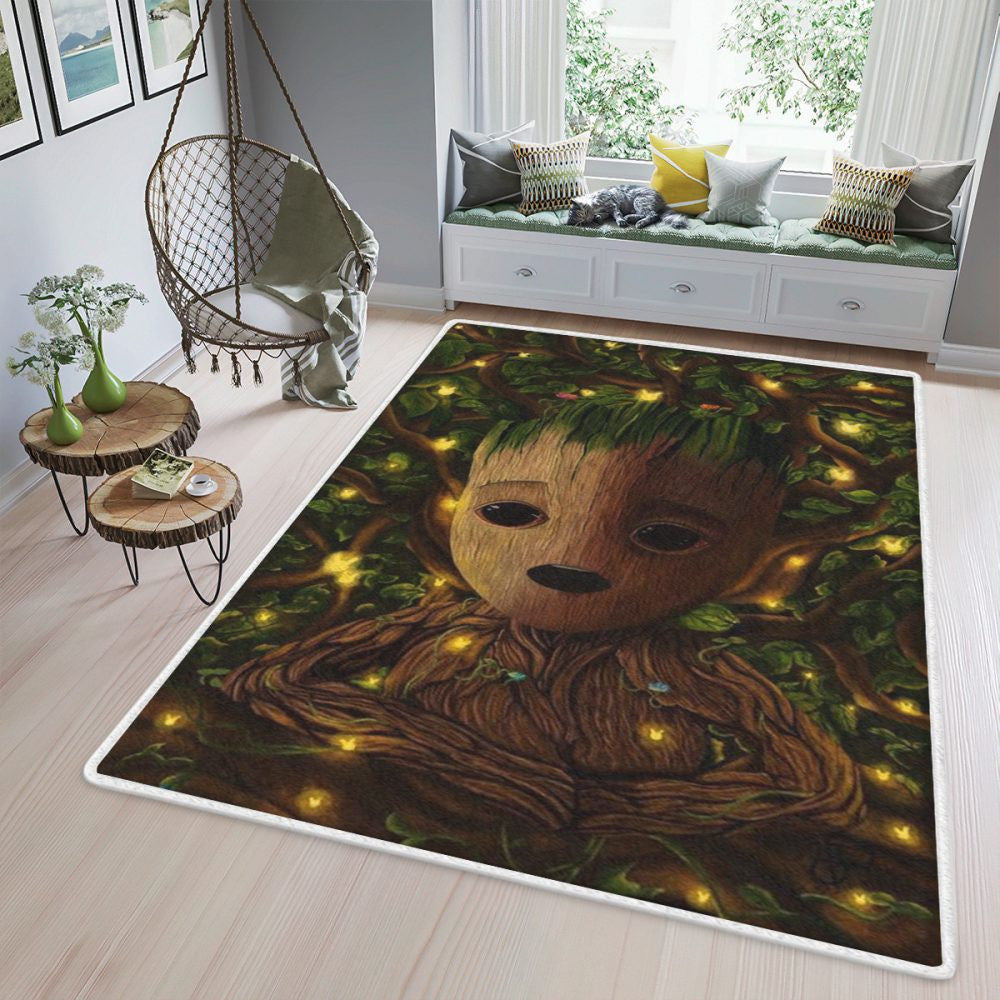 Groot Sparkling Groot Pine Guardians Of The Galaxy Marvel Comics Weihnachten Giftgroot Teppich, Teppiche - Outdoor Teppich, Teppich Wohnzimmer, Küchenteppich, Kinderzimmer, Modern