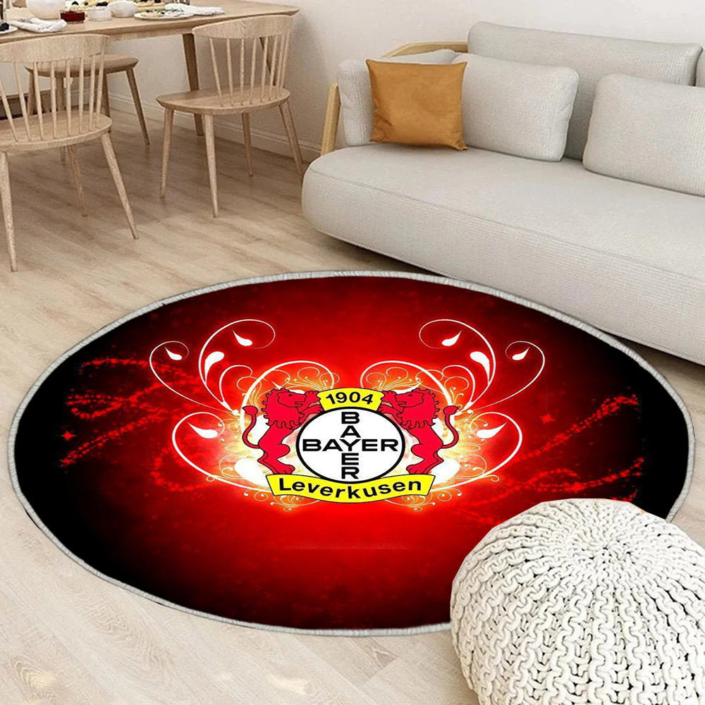 Bayer 04 Leverkusen Hintergrund rot Teppich Rund, Teppiche - Outdoor Teppich Rund, Teppich Wohnzimmer, Carpet, Rug