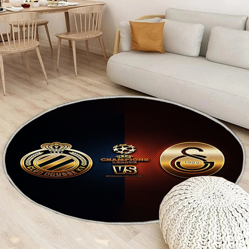 Club Brügge gegen Galatasaray Teppich Rund, Teppiche - Gruppe A Outdoor Teppich Rund, UEFA Champions League, Teppich Wohnzimmer, Carpet, Rug