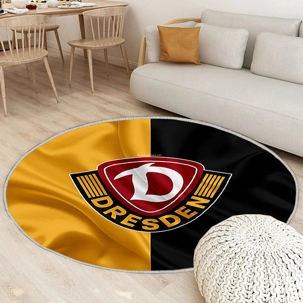 Sg Dynamo Dresden Gelbe Schwarze Seidenfahne Teppich Rund, Teppiche - Deutscher Fußballverein Outdoor Teppich Rund, Teppich Wohnzimmer, Carpet, Rug