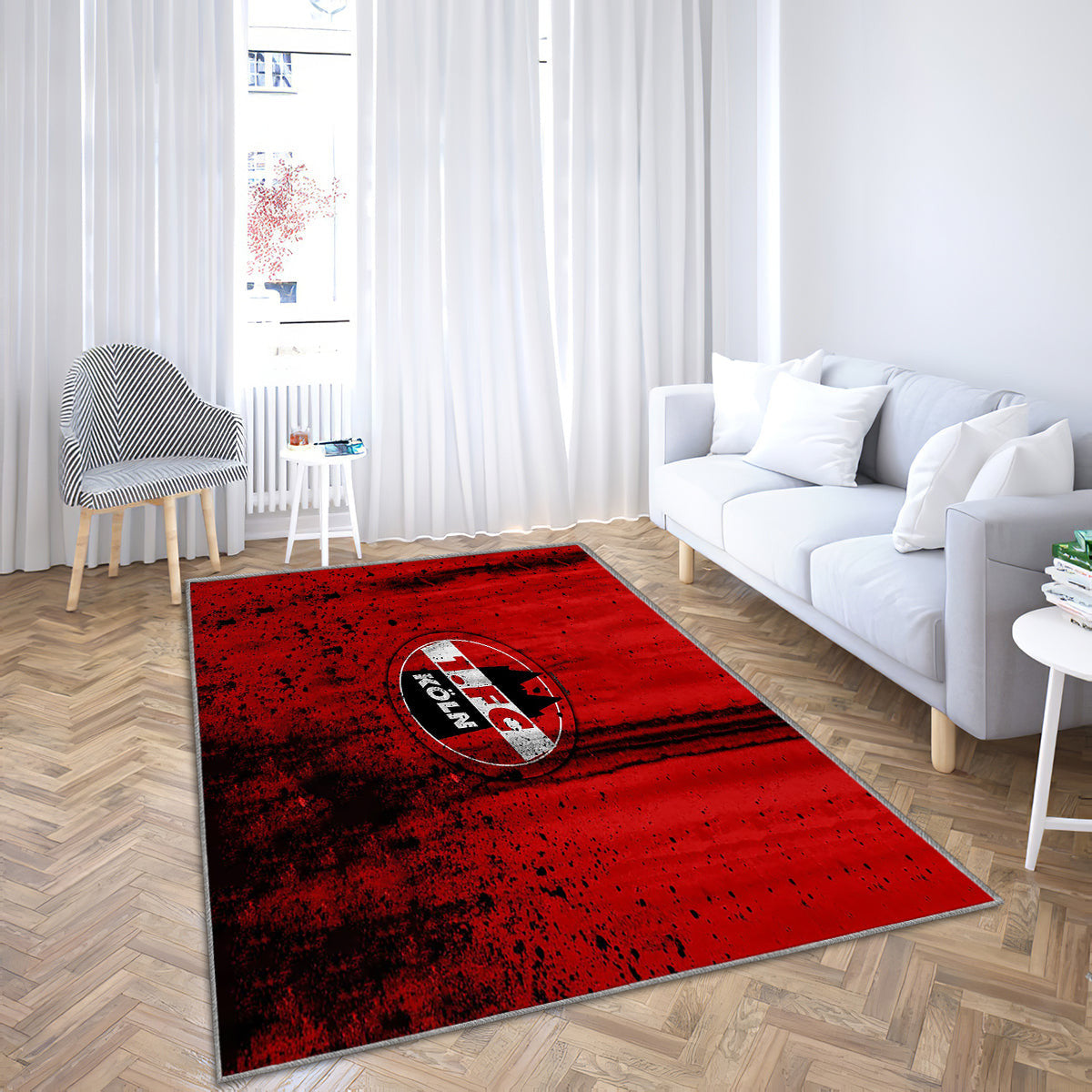 FC Köln Logo Teppich, Teppiche - Bundesliga Outdoor Teppich, Steinstruktur Teppich Wohnzimmer, Küchenteppich, Kinderzimmer, Modern