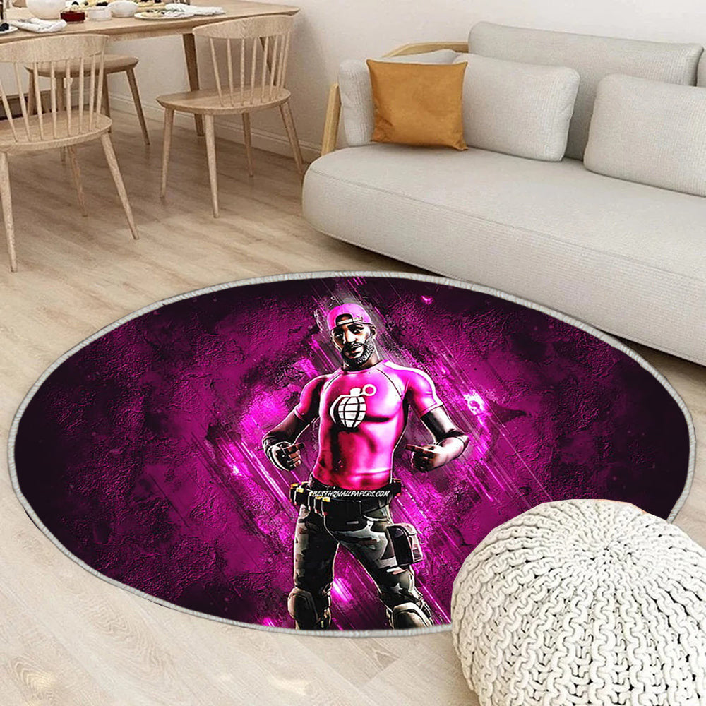 Fortnite Lt Logo Skin Teppich Rund, Teppiche - Vierzehn Tage Outdoor Teppich Rund, Hauptfiguren Teppich Wohnzimmer, Carpet, Rug