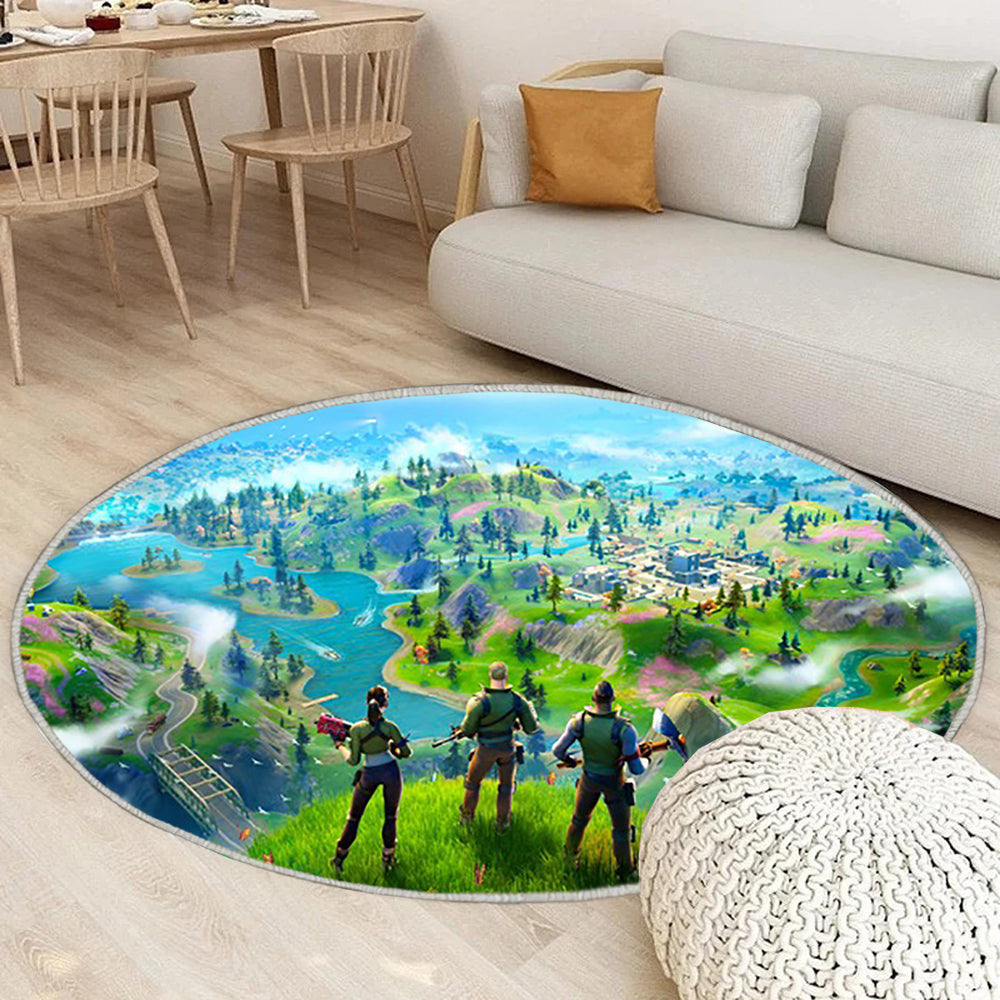 Fortnite Kapitelkarte Teppich Rund, Teppiche - Outdoor Teppich Rund, Teppich Wohnzimmer, Carpet, Rug