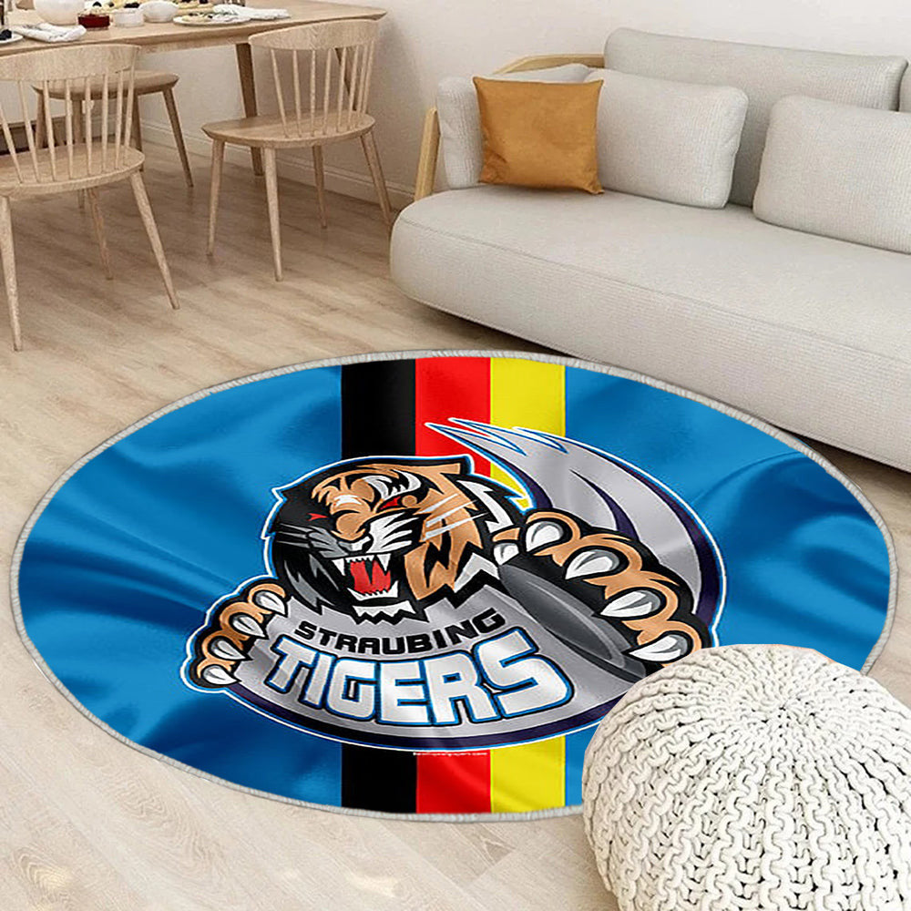 Straubing Tigers Deutscher Eishockeyverein Teppich Rund, Teppiche - Emblem Outdoor Teppich Rund, Straubing Teppich Wohnzimmer, Carpet, Rug