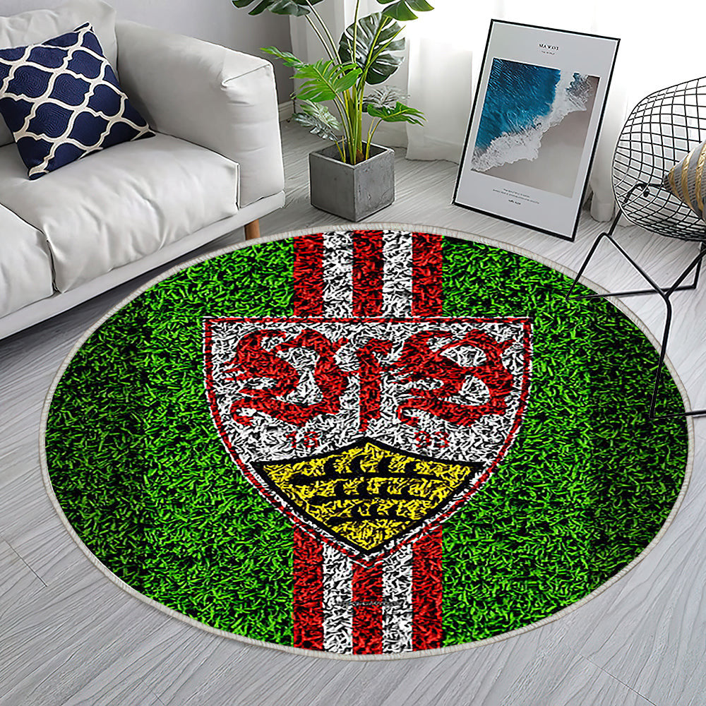 Vfb Stuttgart Deutscher Fußballverein Teppich Rund, Teppiche - Fußballrasen Outdoor Teppich Rund, Teppich Wohnzimmer, Carpet, Rug