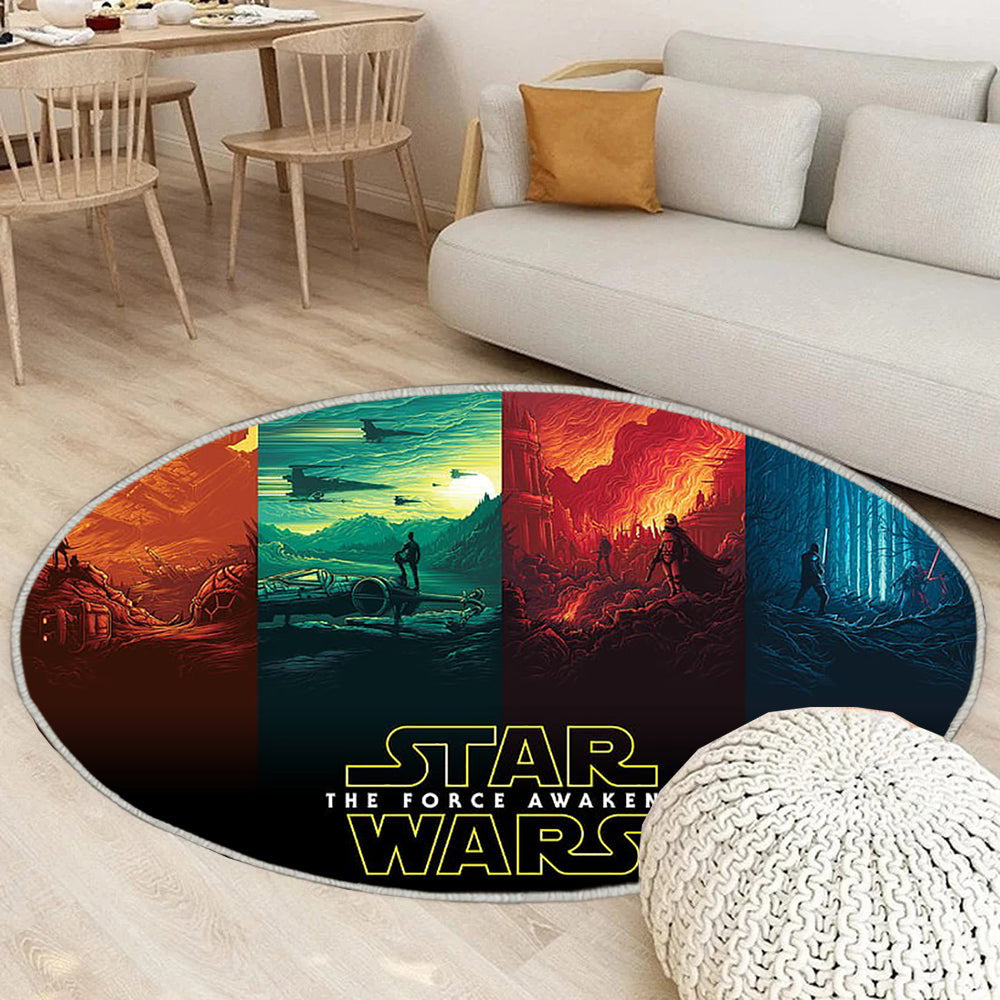 Star Wars Poster Logo Teppich Rund, Teppiche - Outdoor Teppich Rund, Teppich Wohnzimmer, Carpet, Rug