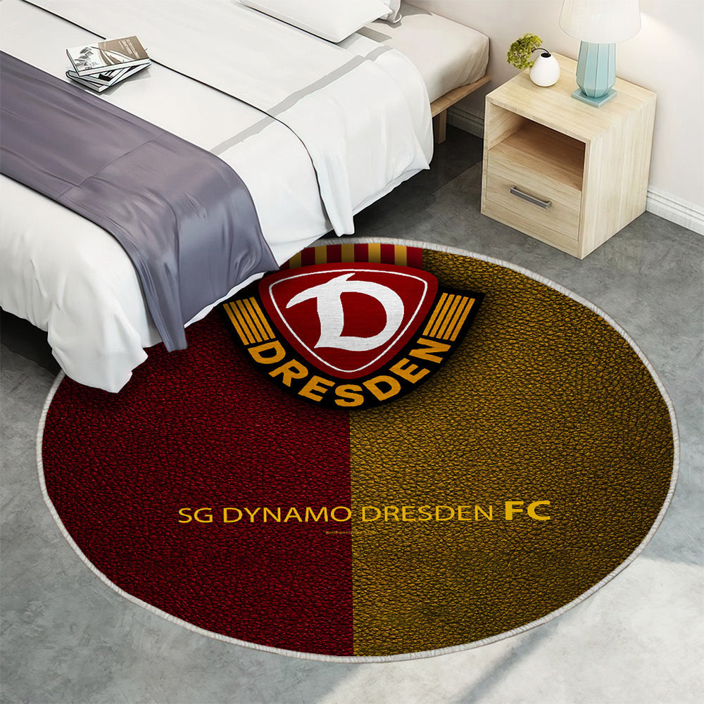 SG Dynamo Dresden Lederstruktur Teppich Rund, Teppiche - Deutscher Fußballverein (2) Outdoor Teppich Rund, Teppich Wohnzimmer, Carpet, Rug