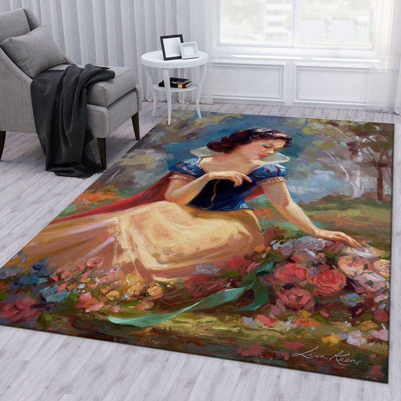 Disney Schneewittchen sammelt Blumen Teppich, Teppiche - Outdoor Teppich, Teppich Wohnzimmer, Küchenteppich, Kinderzimmer, Modern