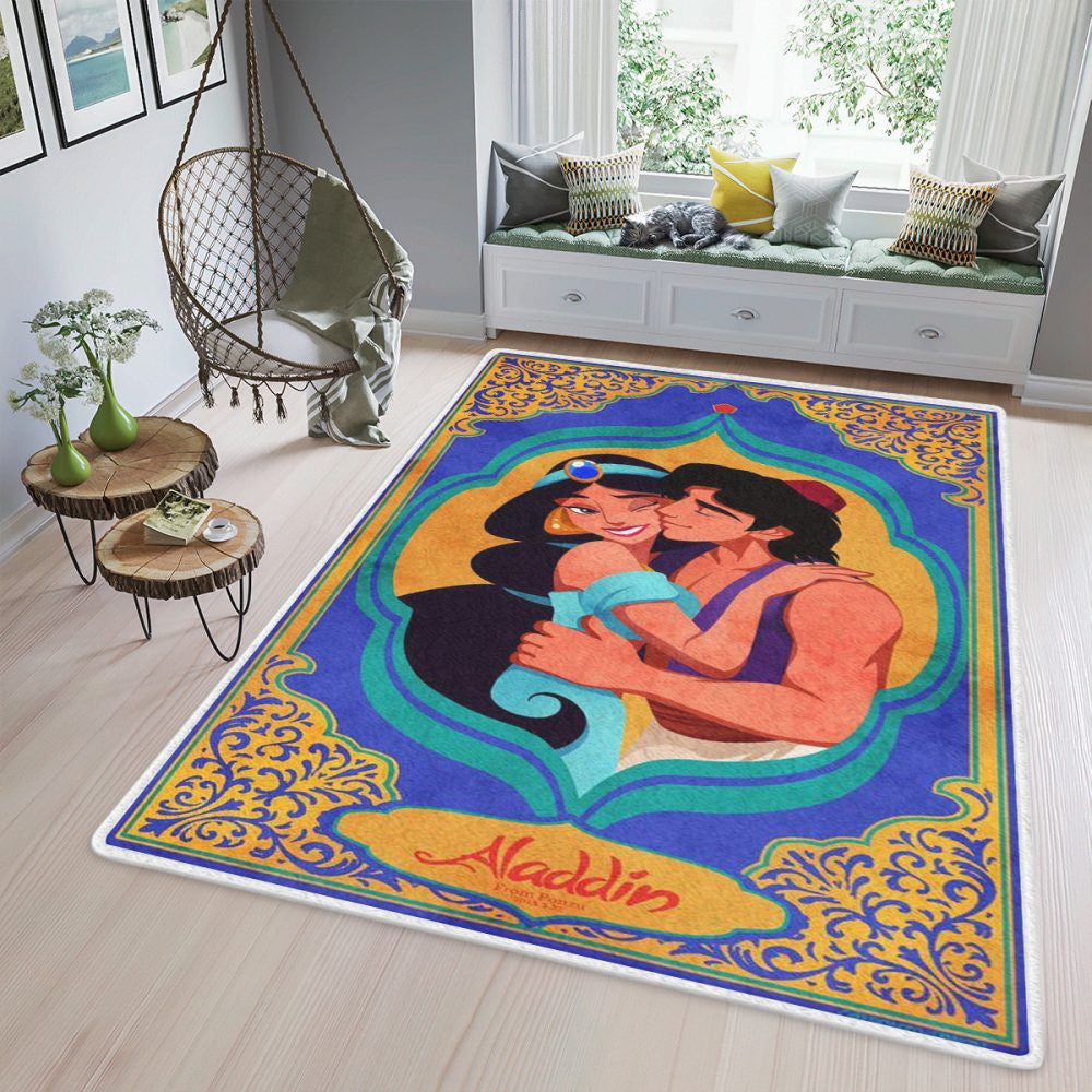 Paar Liebe Aladdin und Jasmine Disney Christmas Giftaladdin und die wunderbare Lampe Teppich, Teppiche - Outdoor Teppich, Teppich Wohnzimmer, Küchenteppich, Kinderzimmer, Modern