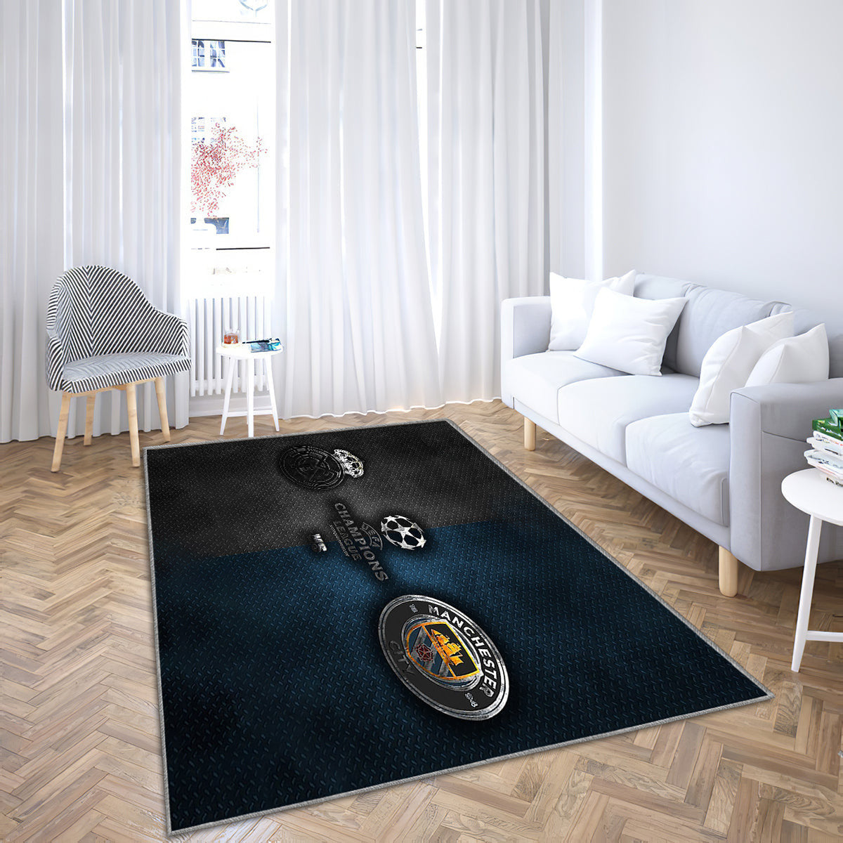 Real Madrid gegen Manchester City FC Teppich, Teppiche - UEFA Champions League Outdoor Teppich, Teppich Wohnzimmer, Küchenteppich, Kinderzimmer, Modern