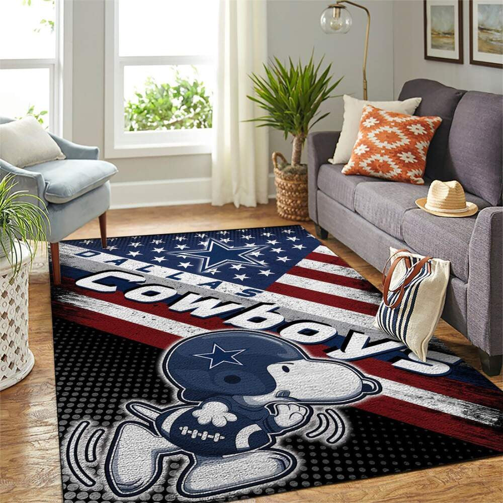 Dallas Cowboys Nfl Area American Flag Snoopy Team Logo Sport Teppich, Teppiche - Outdoor Teppich, Teppich Wohnzimmer, Küchenteppich, Kinderzimmer, Modern