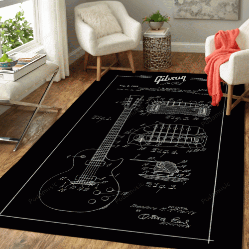 Gibson Les Paul Patent Guitars Musik für Fans Teppich, Teppiche - Outdoor Teppich, Teppich Wohnzimmer, Küchenteppich, Kinderzimmer, Modern